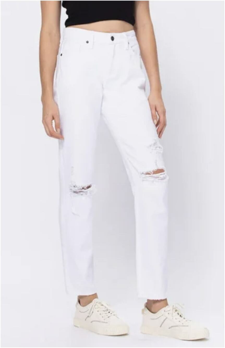 Hidden Jeans Bailey Hi Rise Boyfriend Distressed WMNS 24 White Denim 100% Cotton